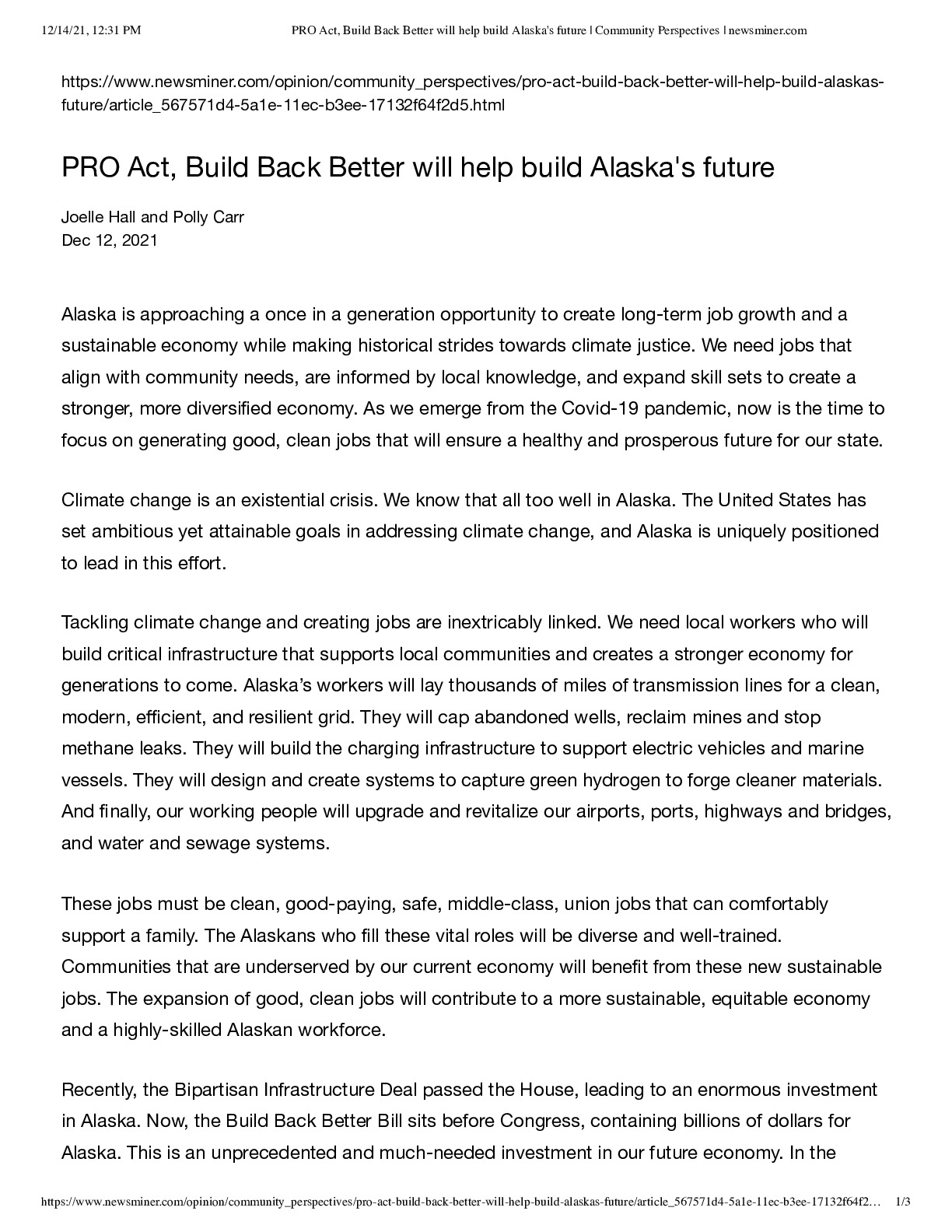 PRO Act, Build Back Better will help build Alaska's future AFLCIO